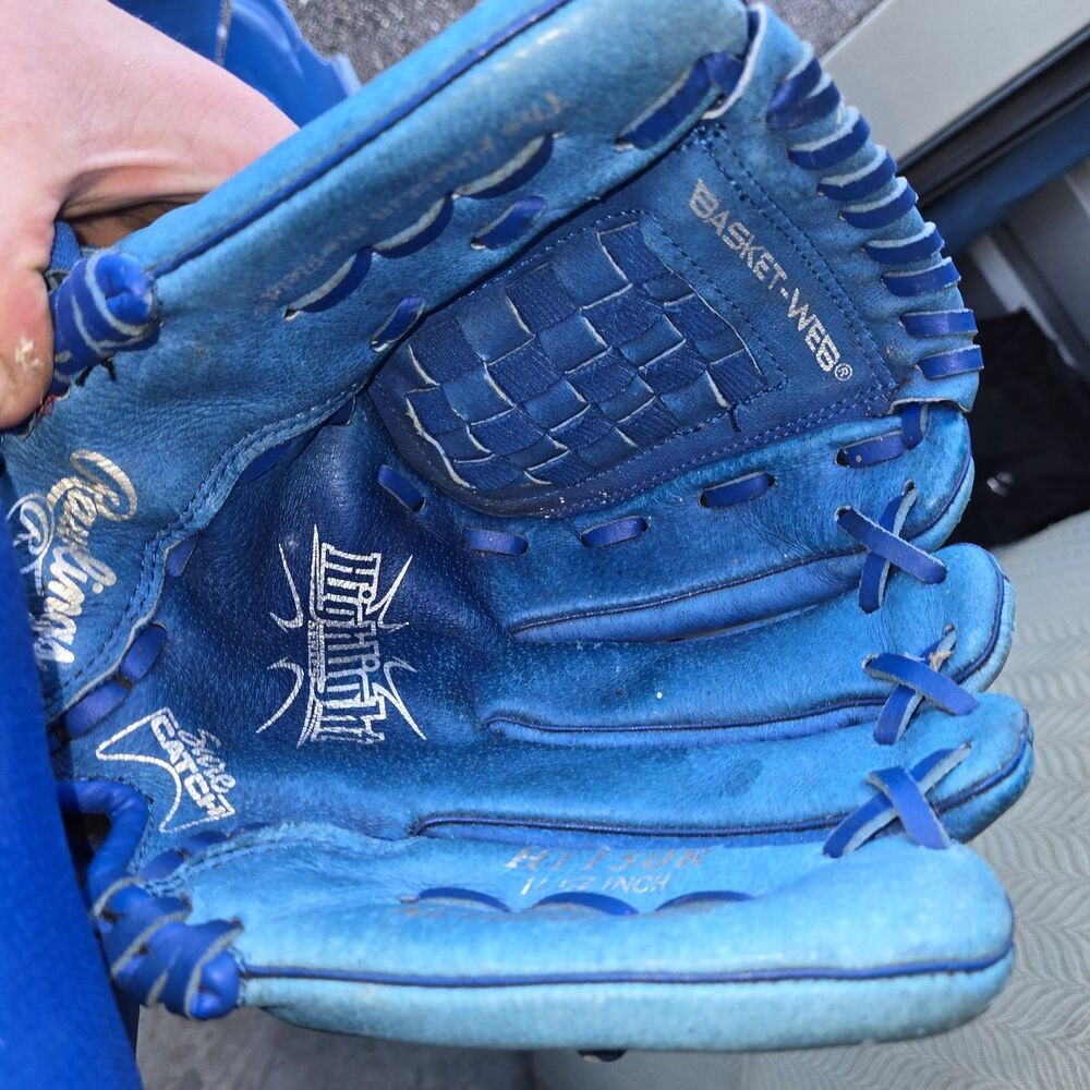 Rawlings H1150r Youth Baseball Glove Left Hand Blue 11.5” Basket Web